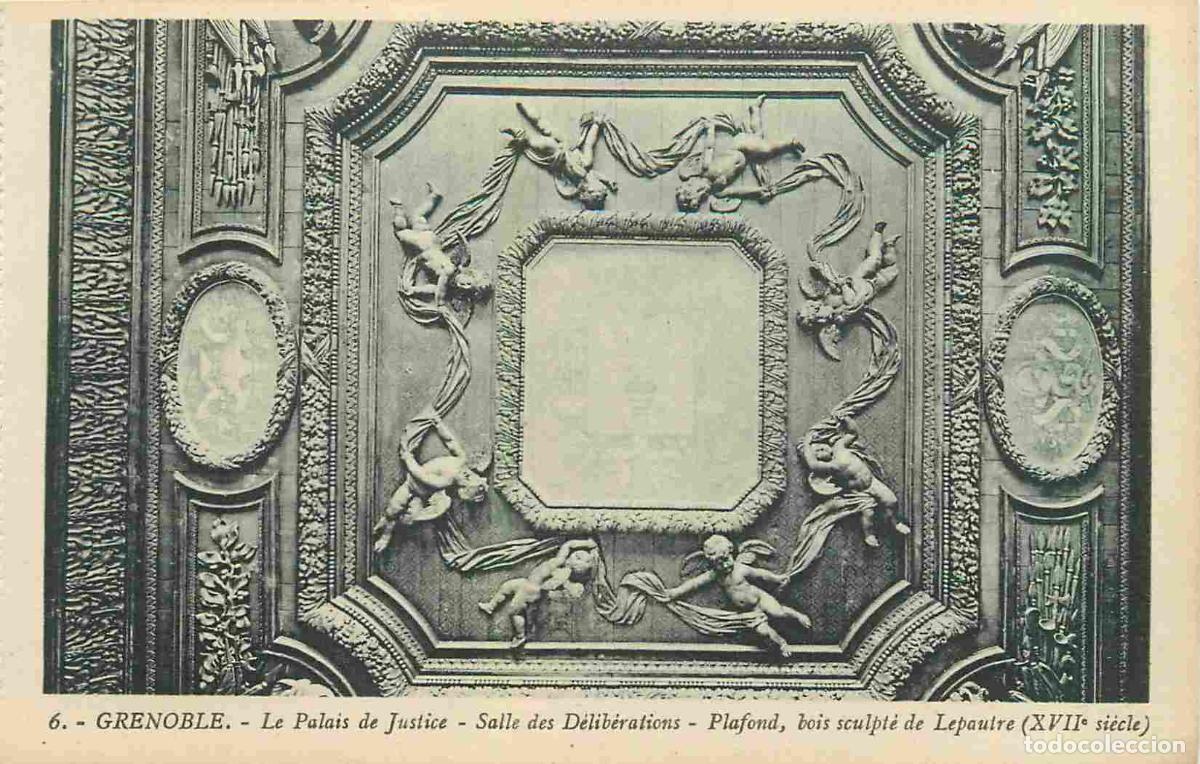 Postcards: France - 38 - Grenoble - int&eacute;rieur du Palais de Justice - Salle des D&eacute;lib&eacute;rations - Plafond bois scu