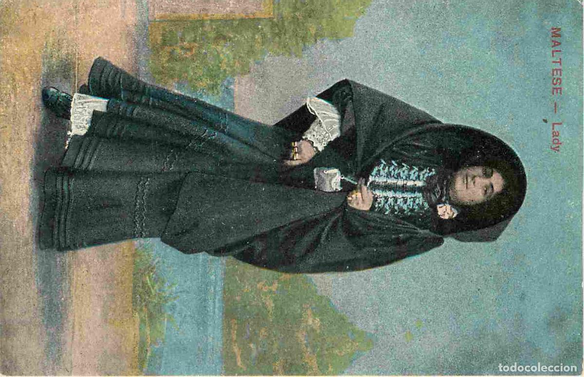 Postais: Malte - Maltese Lady - Anim&eacute;e - Folklore - Sc&egrave;ne et Types - Coloris&eacute;e - CPA - Voyag&eacute;e en 1917 - Voir