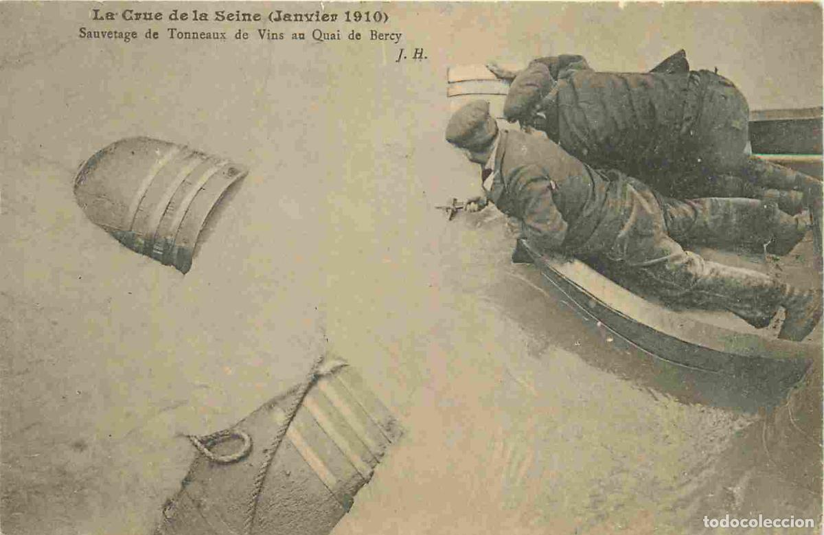 Postais: France - 75 - Paris - Inondations de 1910 - Sauvetage de Tonneaux de vins au Quai de Bercy - Anim&eacute;e