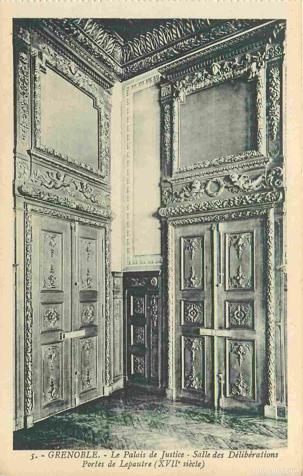 Postais: France - 38 - Grenoble - int&eacute;rieur du Palais de Justice - Salle des D&eacute;lib&eacute;rations - Portes de Lepaut
