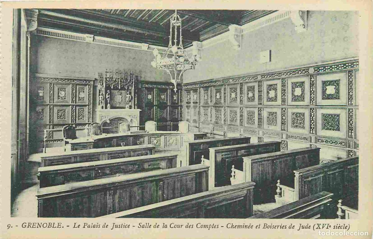Postais: France - 38 - Grenoble - int&eacute;rieur du Palais de Justice - Salle de la Cour des Comptes - Chemin&eacute;e et