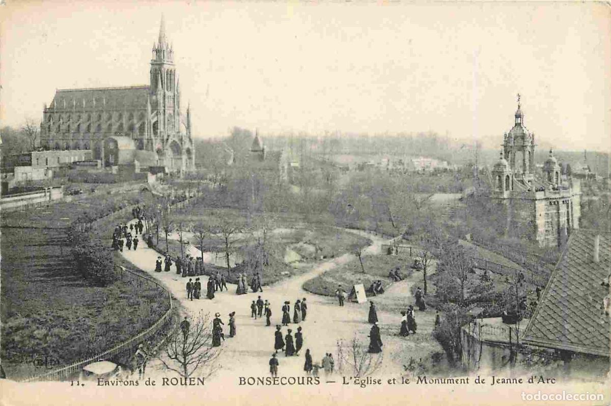 Postcards: France - 76 - Bonsecours - L'Eglise et le Monument de Jeanne d'Arc - Anim&eacute;e - Tampon Cachet Passed F