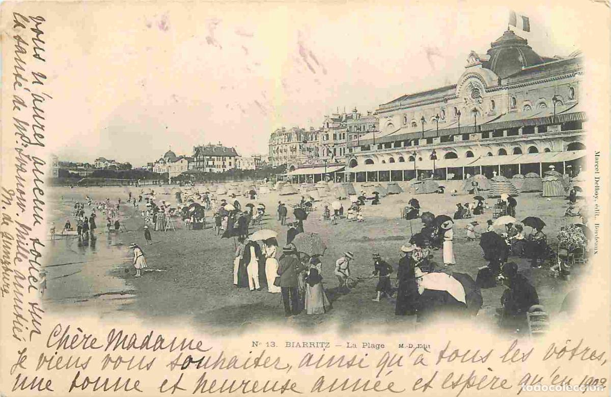 Postcards: France - 64 - Biarritz - La Plage - Sc&egrave;nes de Plage - Anim&eacute;e - Pr&eacute;curseur - Rare Tampon Cachet de St
