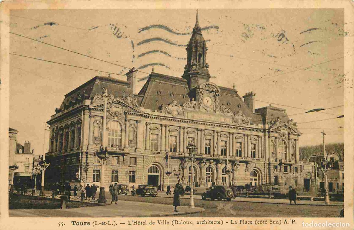 Postcards: France - 37 - Tours - L'Hotel de Ville - La Place - Anim&eacute;e - Automobiles - CPA - Oblit&eacute;ration ronde