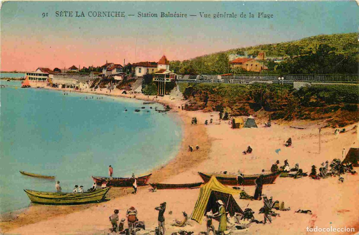 Postcards: France - 34 - S&egrave;te - La Corniche - Vue G&eacute;n&eacute;rale et la Plage - Sc&egrave;nes de Plage - Coloris&eacute;e - CPA - Ob