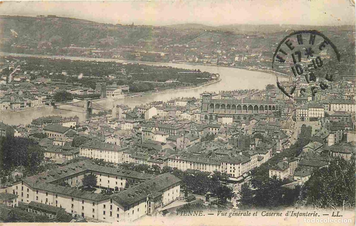 Postcards: France - 38 - Vienne - Vue G&eacute;n&eacute;rale a&eacute;rienne et Caserne d'Infanterie - CPA - Oblit&eacute;ration ronde de 1