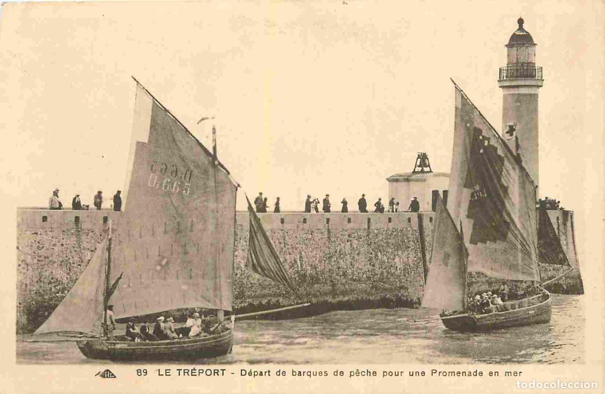 Postcards: France - 76 - Le Tr&eacute;port - D&eacute;part des barques de p&ecirc;che pour une promenade en met - Anim&eacute;e - Bateaux