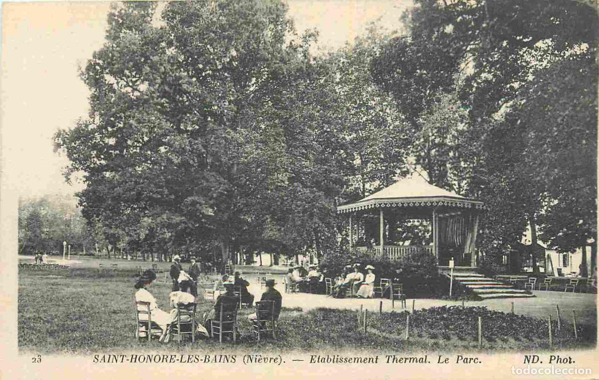 Postkarten: France - 58 - Saint Honor&eacute; les Bains - Etablissement Thermal - Le Parc - Anim&eacute;e - Kiosque &agrave; Musique