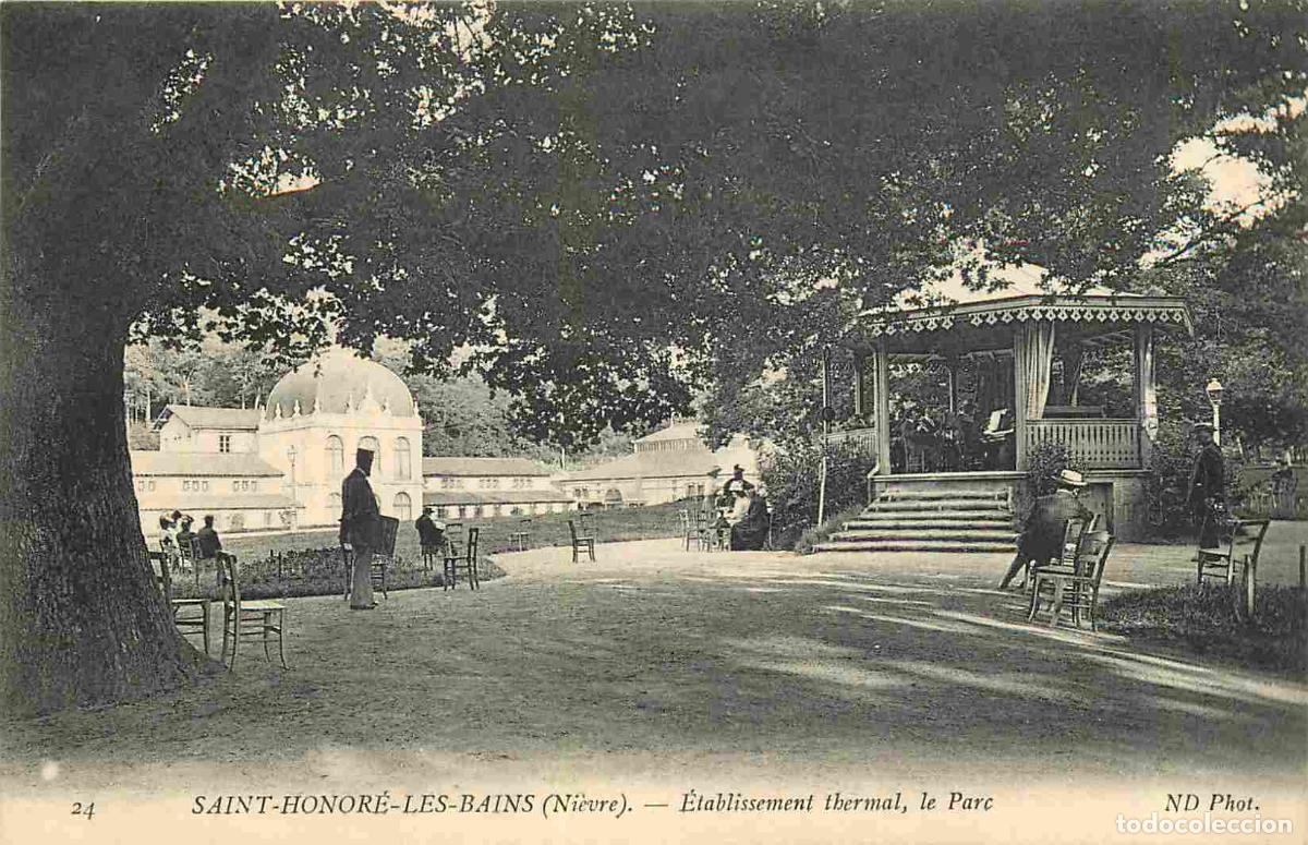 Postkarten: France - 58 - Saint Honor&eacute; les Bains - Etablissement Thermal - Le Parc - Anim&eacute;e - Kiosque &agrave; Musique