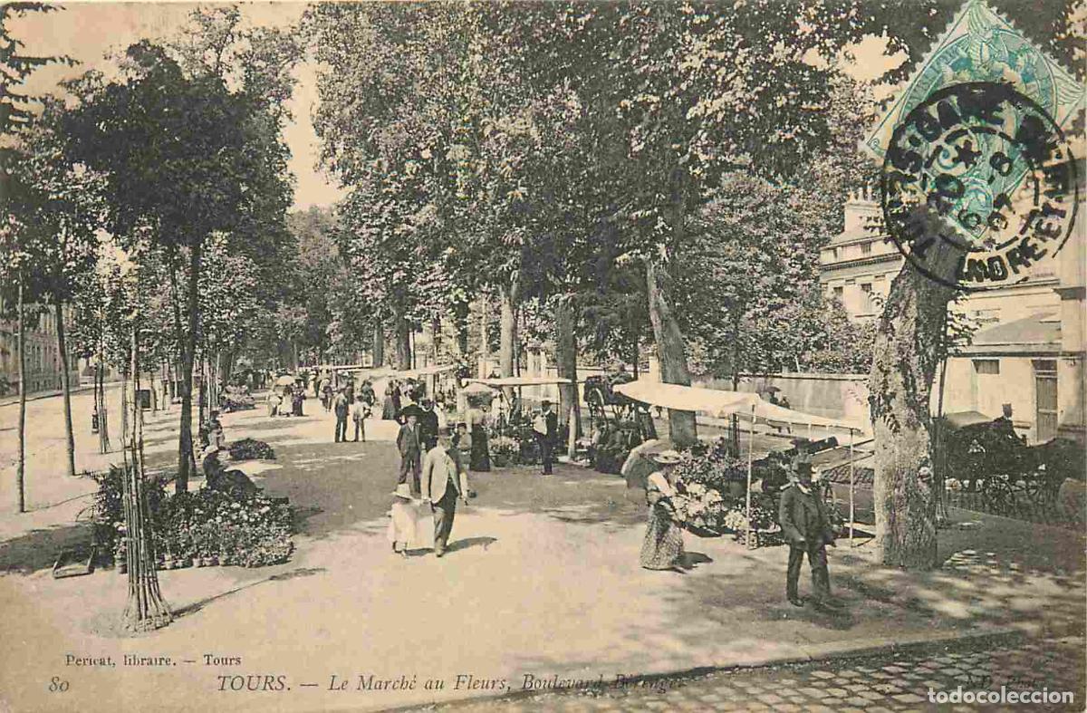 Postais: France - 37 - Tours - Le March&eacute; aux Fleurs Boulevard B&eacute;renger - Anim&eacute;e - CPA - Oblit&eacute;ration ronde de