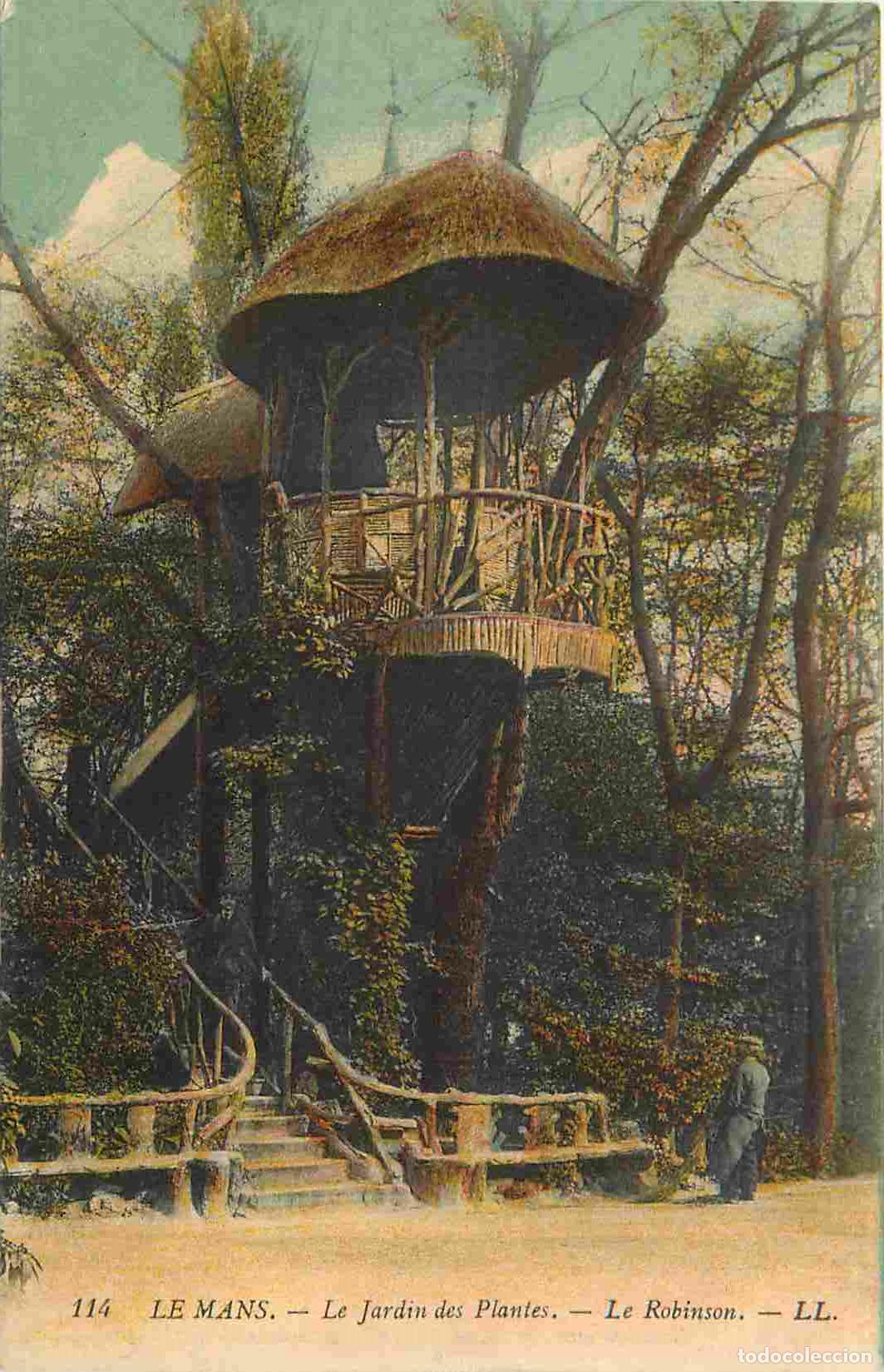 Postais: France - 72 - Le Mans - Le Jardin des Plantes - Le Robinson - Anim&eacute;e - Coloris&eacute;e - Arbre remarquable