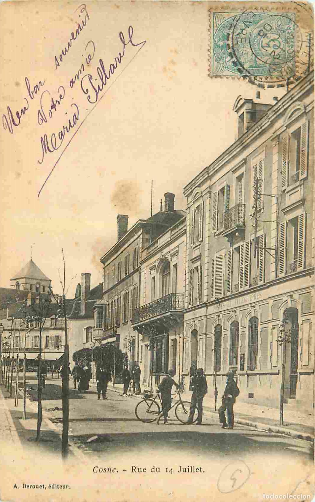 Postcards: France - 58 - Cosne Cours sur Loire - Rue du 14 Juillet - Anim&eacute;e - Pr&eacute;curseur - CPA - Oblit&eacute;ration d