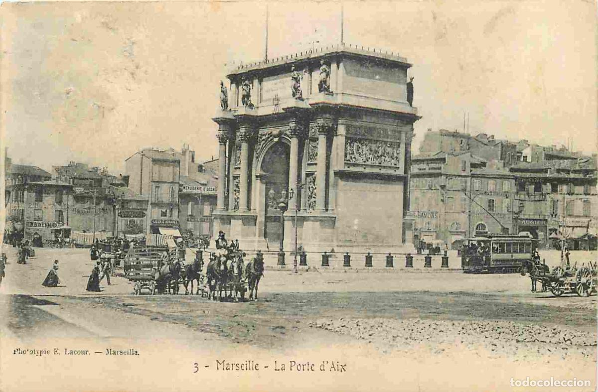 Postkarten: France - 13 - Marseille - La Porte d'Aix - Anim&eacute;e - Tramway - CPA - Oblit&eacute;ration de 1904 - Voir Scan