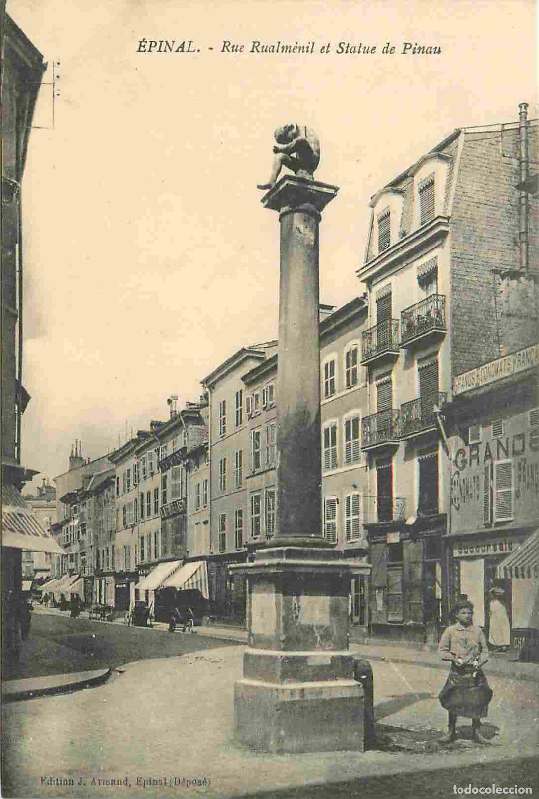 Postkarten: France - 88 - Epinal - Rue Rualm&eacute;nil et Statue de Pinau - Anim&eacute;e - CPA - Voir Scans Recto-Verso