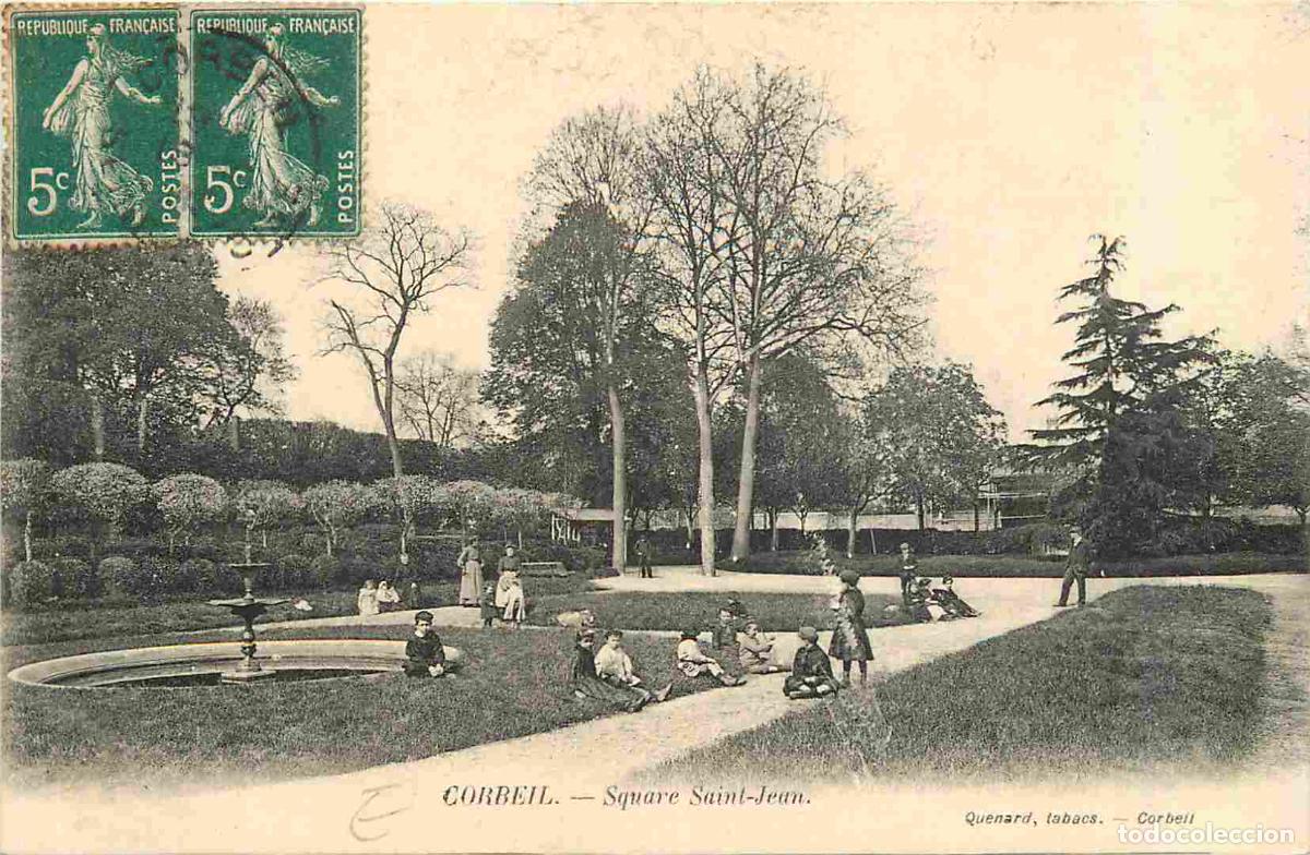 Postkarten: France - 91 - Corbeil Essonnes - Square Saint Jean - Anim&eacute;e - CPA - Oblit&eacute;ration de 1907 - Voir Scan