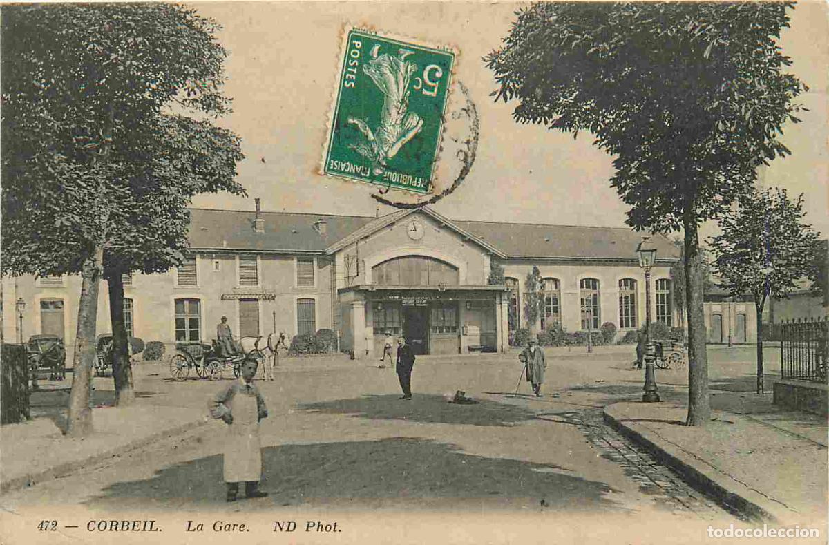 Postkarten: France - 91 - Corbeil Essonnes - La Gare - Anim&eacute;e - CPA - Oblit&eacute;ration de 1912 - Etat dos abim&eacute; - Vo