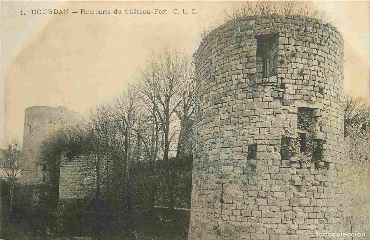 Postcards: France - 91 - Dourdan - Remparts du Ch&acirc;teau-Fort - CPA - Oblit&eacute;ration de 1904 - Etat croqu&eacute;e - Voir