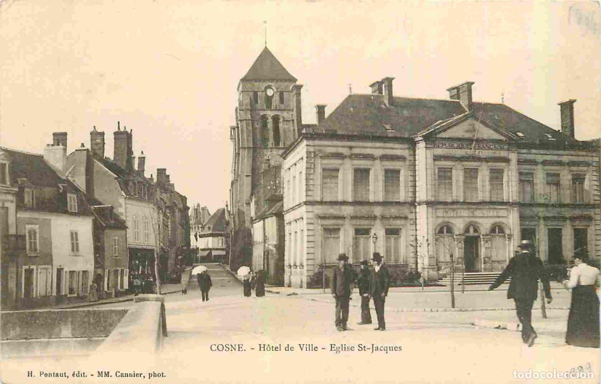 Postales: France - 58 - Cosne Cours sur Loire - Hotel de Ville - Eglise Saint Jacques - Anim&eacute;e - Pr&eacute;curseur -