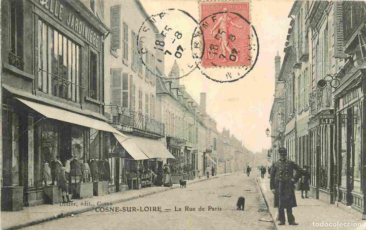 Cartoline: France - 58 - Cosne Cours sur Loire - Rue de Paris - Anim&eacute;e - Magasin la Belle Jardini&egrave;re - CPA - Ob