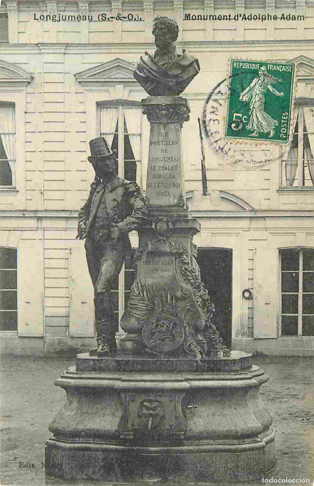Postkarten: France - 91 - Longjumeau - Monument Adolphe Adam - CPA - Oblit&eacute;ration de 1909 - Etat carte qui se d&eacute;