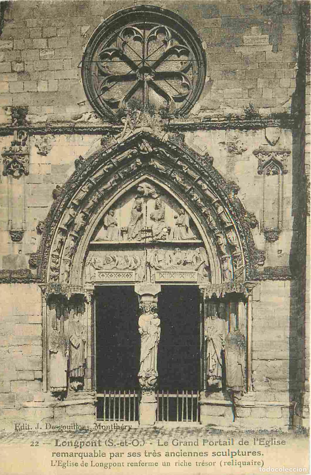 Postkarten: France - 91 - Longpont - Le grand portail de l'Eglise - DOUBLON - CPA - Voir Scans Recto-Verso