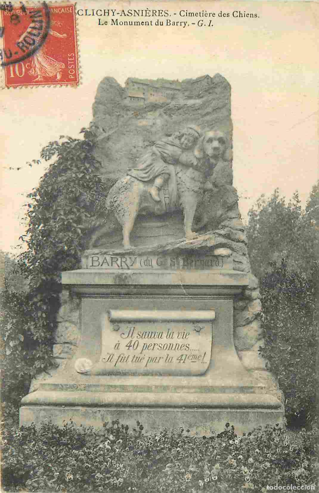 Postkarten: France - 92 - Asnieres sur Seine - Cimeti&egrave;re des Chiens - Monument de Barry sauveteur - CPA - Voir S