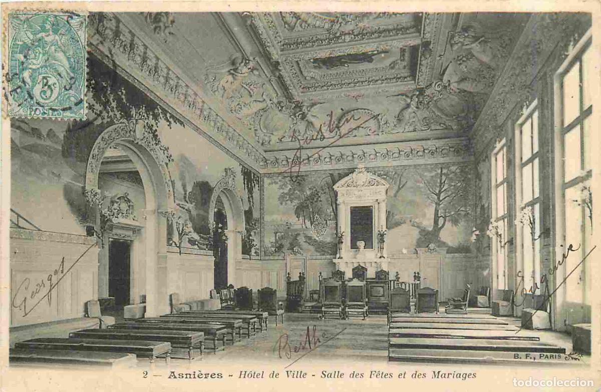 Postkarten: France - 92 - Asnieres sur Seine - Hotel de Ville - Salle des F&ecirc;tes et des Mariages - CPA - Oblit&eacute;ra
