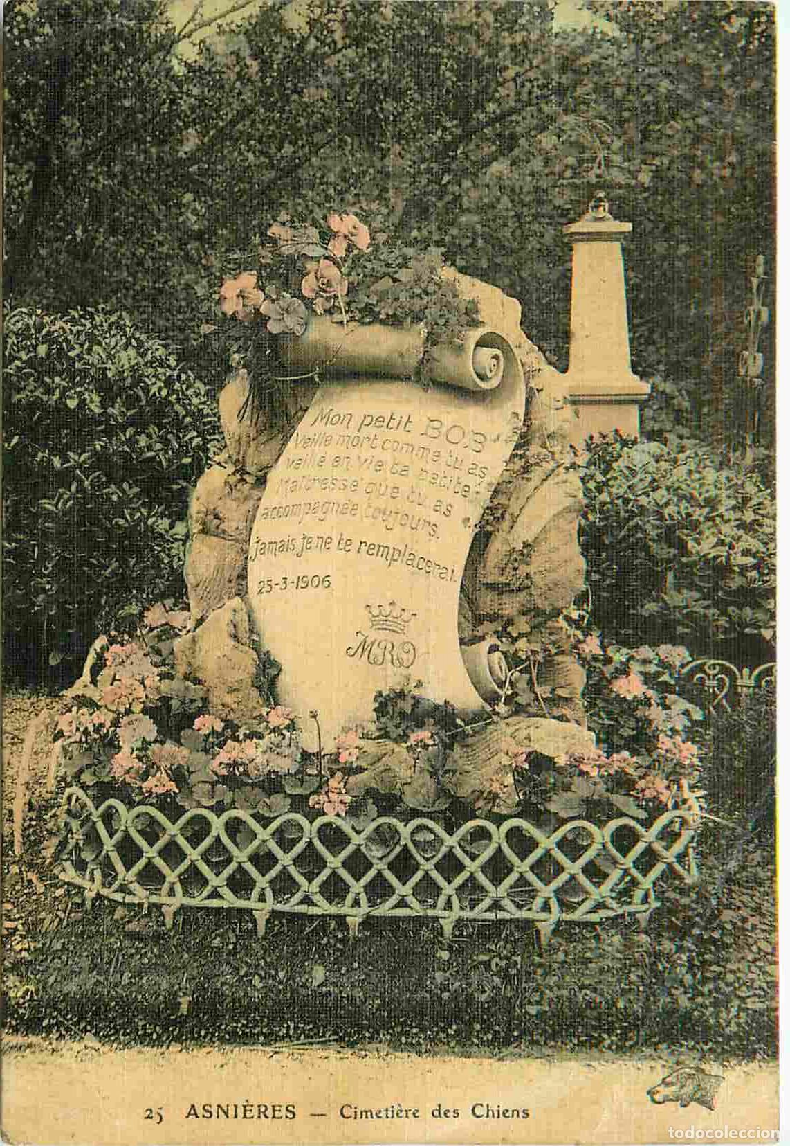 Postkarten: France - 92 - Asnieres sur Seine - Cimeti&egrave;re des Chiens - Mon petit Bob - Coloris&eacute;e - CPA - Oblit&eacute;ra