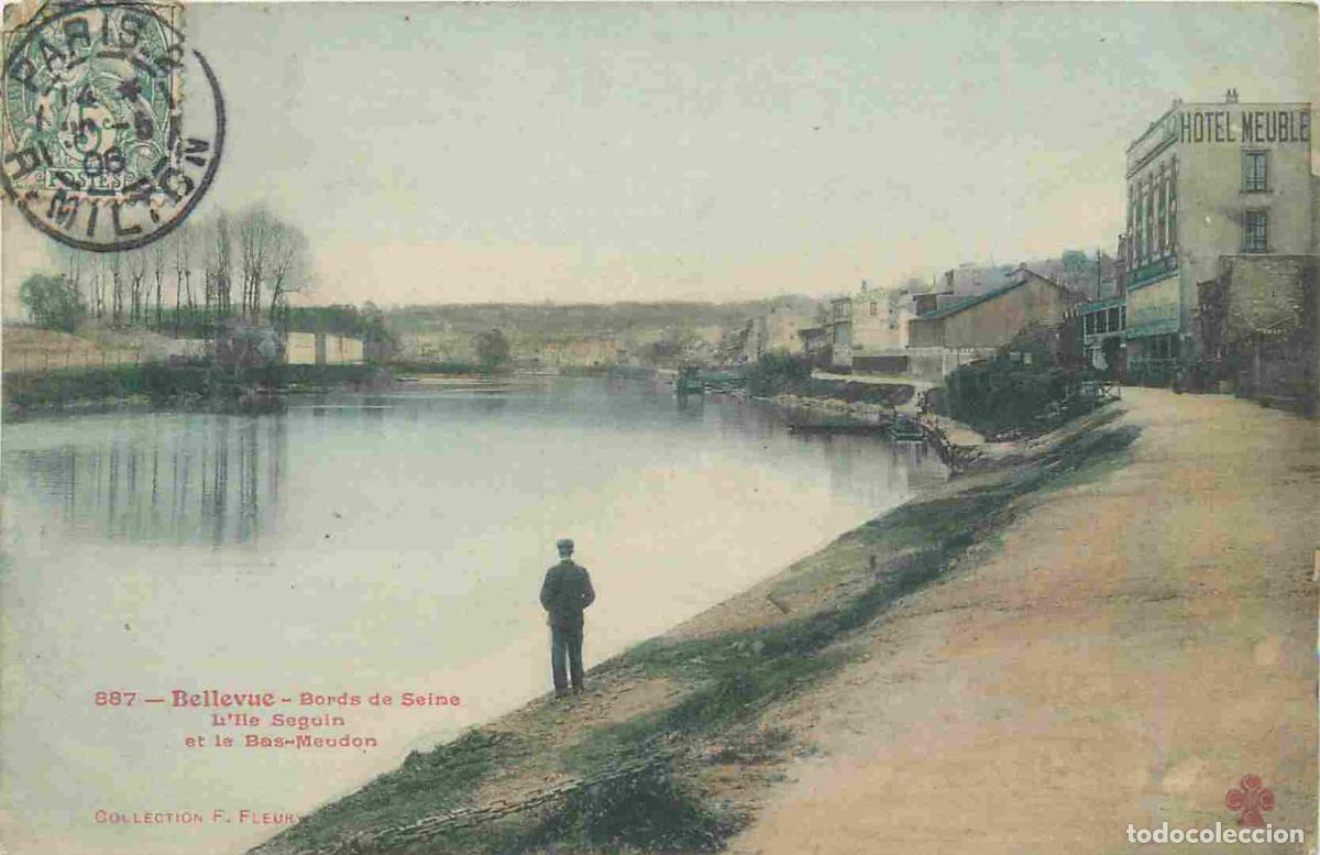 Postkarten: France - 92 - Meudon - Bellevue - Bords de Seine - L'ile Seguin et le Bas Meudon - Anim&eacute;e - Coloris&eacute;
