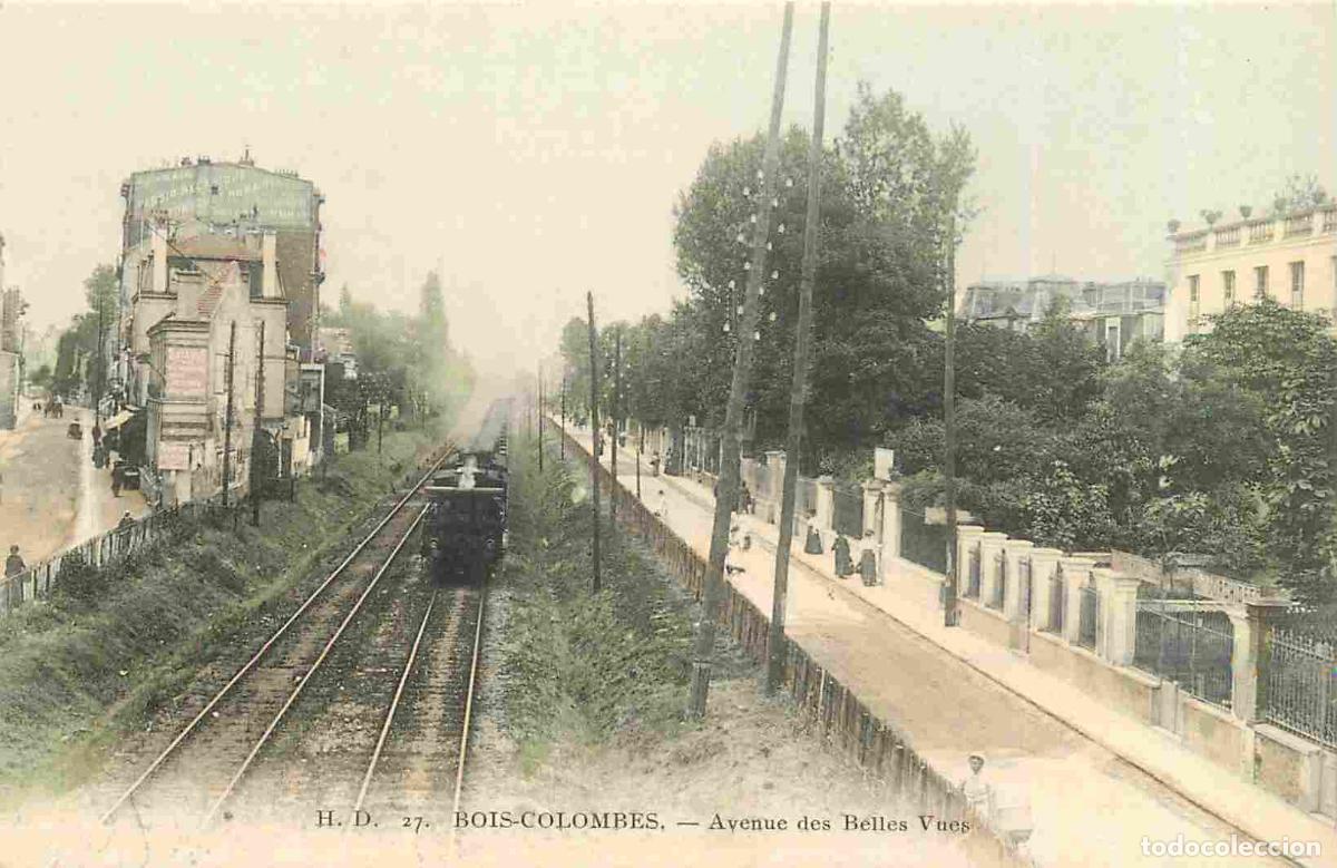 Postkarten: France - 92 - Bois-Colombes - Avenue des Belles Vues - Anim&eacute;e - Coloris&eacute;e - Trains - CPA - Voir Scan