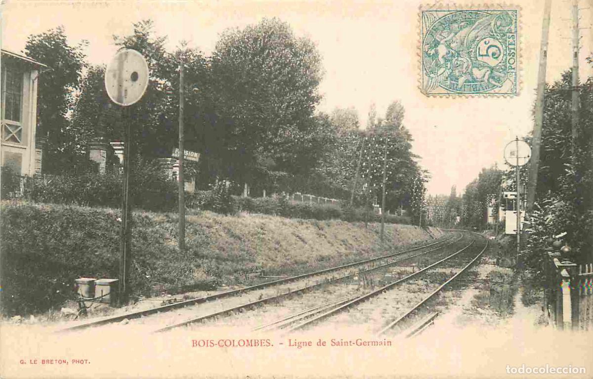 Postais: France - 92 - Bois-Colombes - Ligne de chemin de fer de Saint Germain - CPA - Oblit&eacute;ration de 1904 -