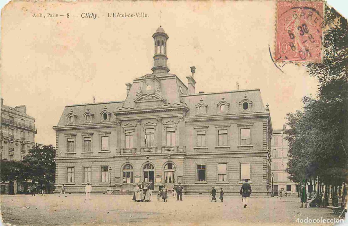 Postais: France - 92 - Clichy - Hotel de Ville - Anim&eacute;e - CPA - Oblit&eacute;ration de 1905 - Etat &eacute;corn&eacute;e - Voir Sc
