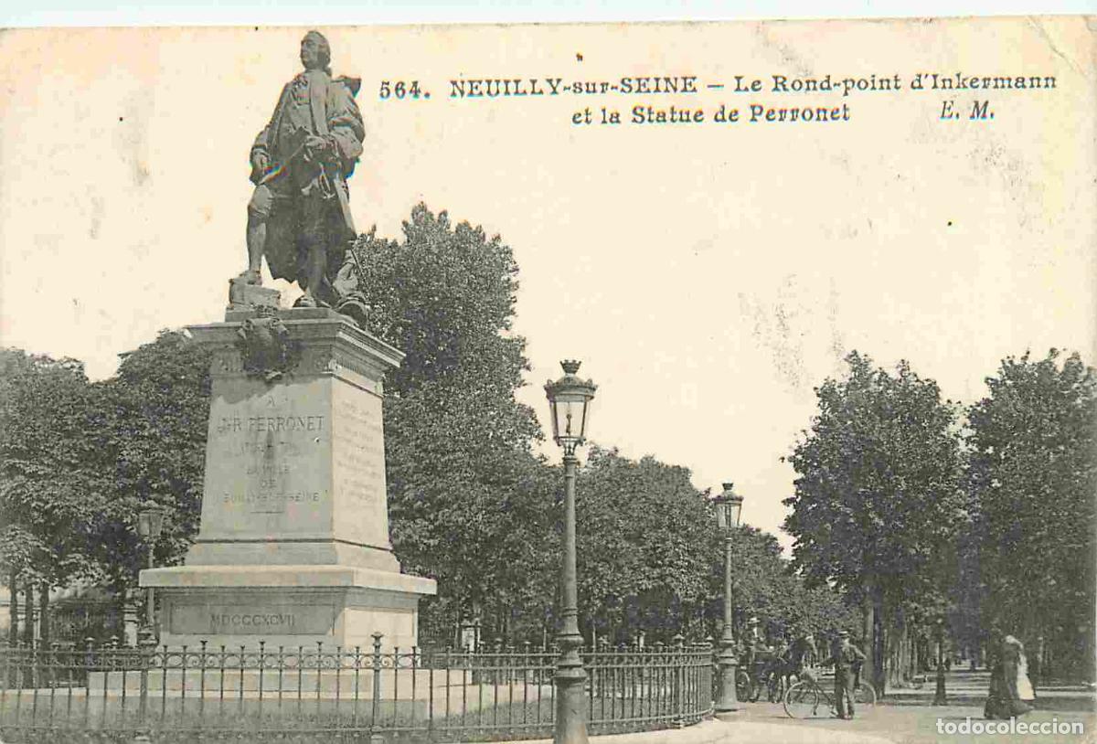 Postales: France - 92 - Neuilly sur Seine - Rond-Point d'Inkermann - Statue Perronet - Anim&eacute;e - CPA - Oblit&eacute;ra