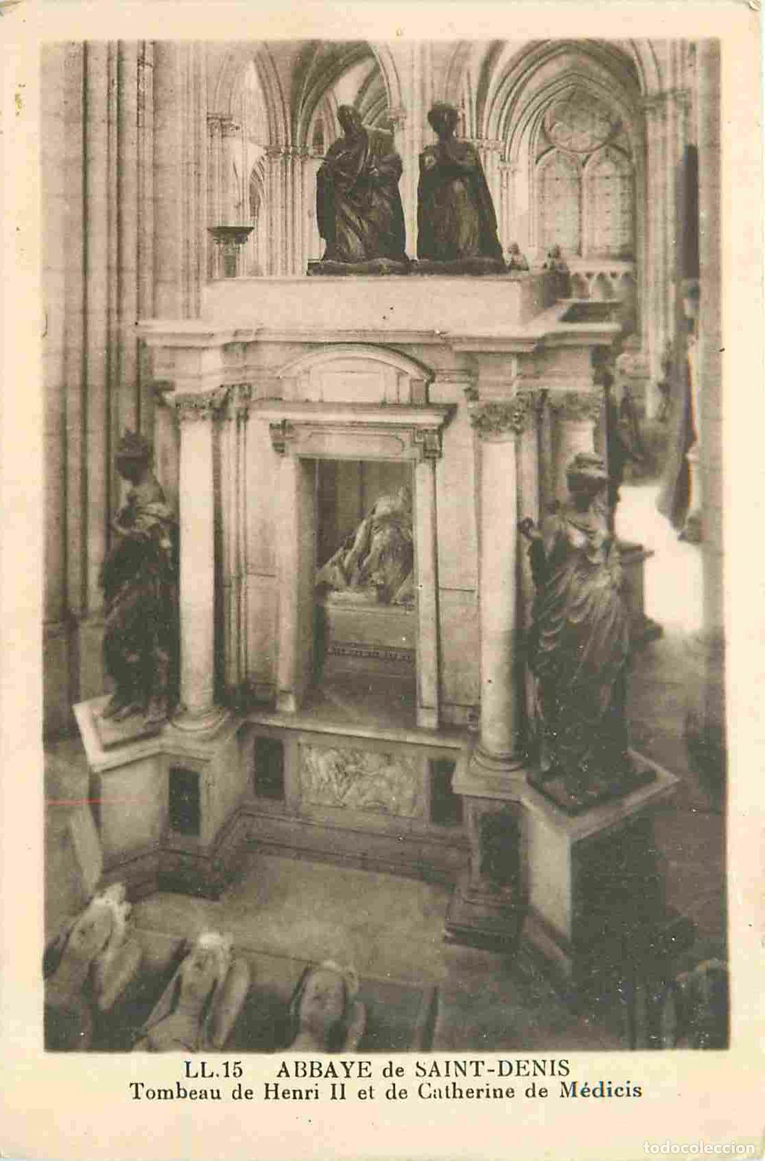 Cartoline: France - 93 - Saint Denis - int&eacute;rieur de la Basilique - Tombeau de Henri II et de Catherine de M&eacute;dic