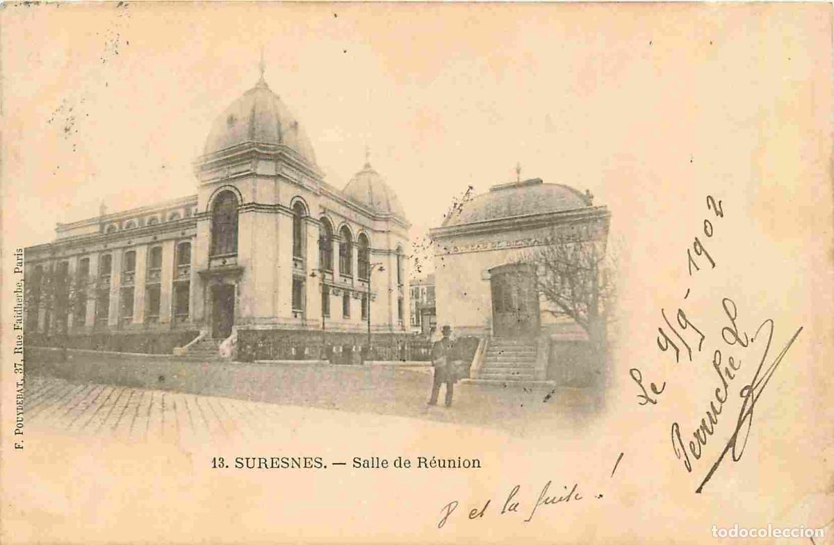 Postkarten: France - 92 - Suresnes - Salle de R&eacute;union - Anim&eacute;e - Pr&eacute;curseur - CPA - Oblit&eacute;ration de 1902 - Voir
