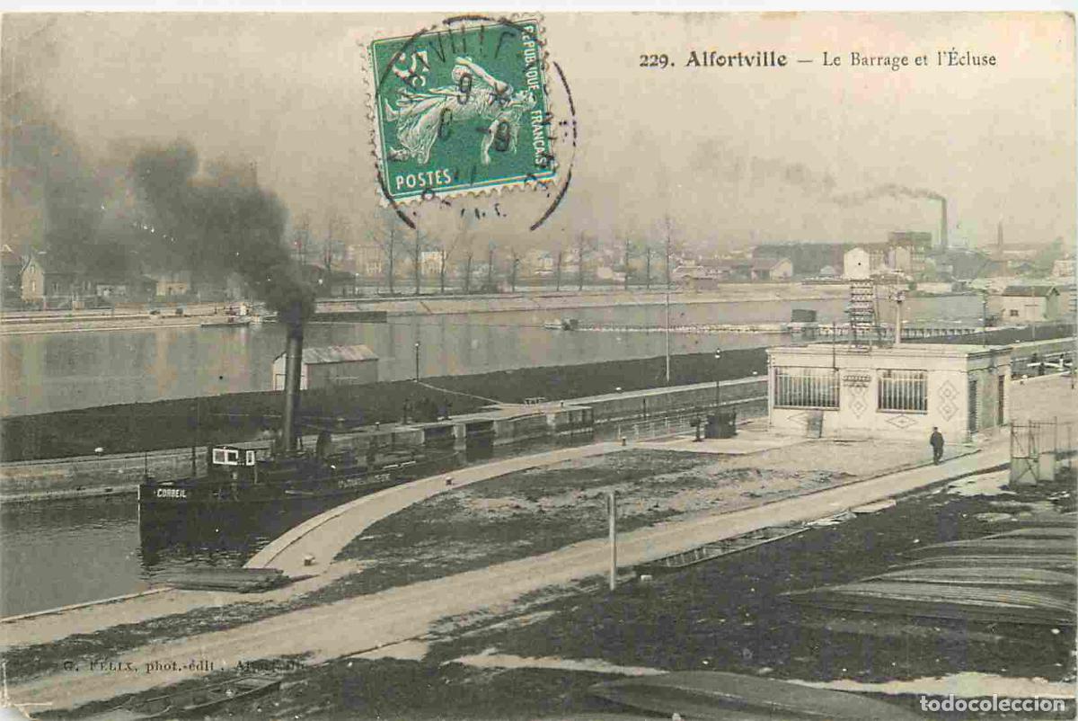 Postcards: France - 94 - Alfortville - Le Barrage et l'Ecluse - Anim&eacute;e - Bateaux - CPA - Oblit&eacute;ration de 1911 -