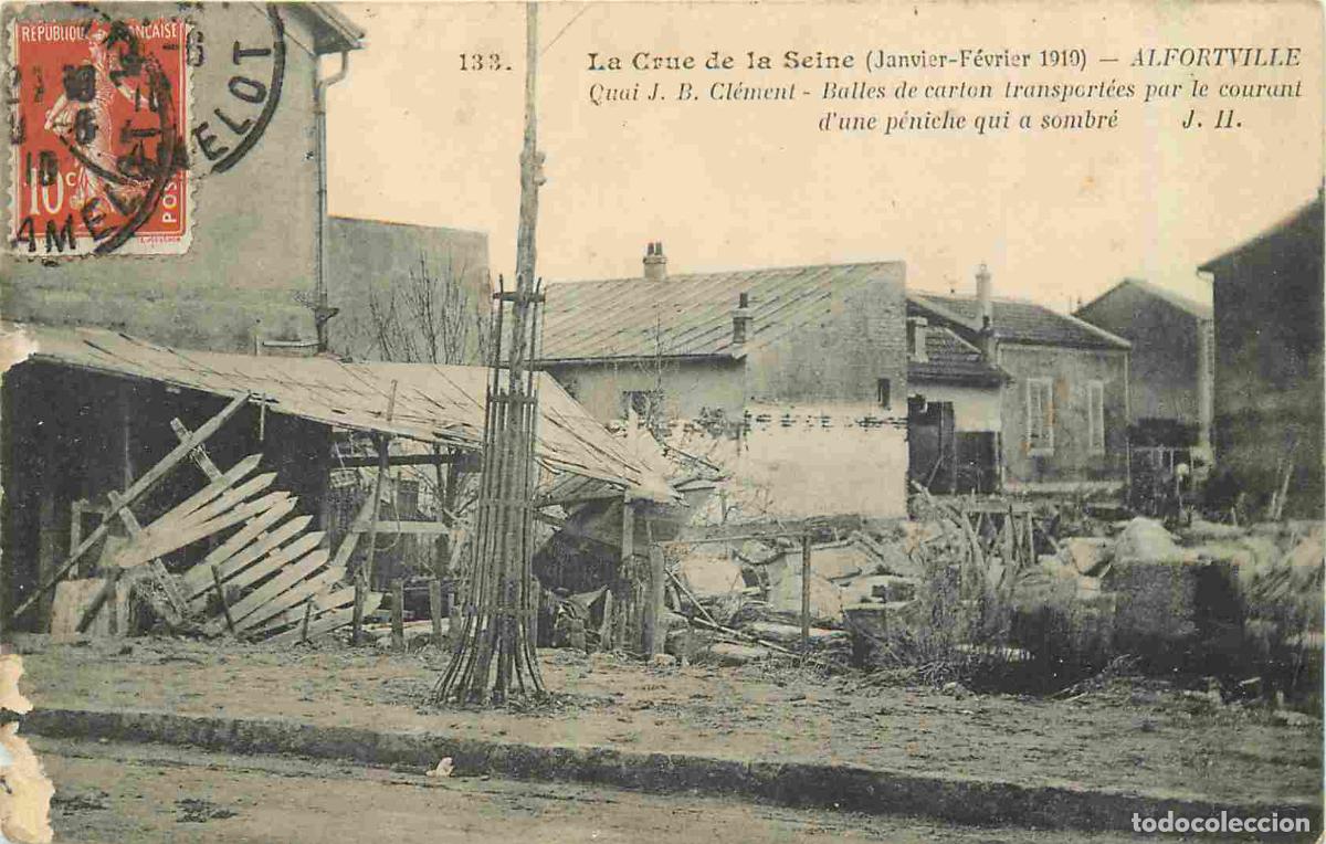 Postcards: France - 94 - Alfortville - La Crue de la Seine Janvier-F&eacute;vrier 1910 - Quai J B Cl&eacute;ment - Balles de