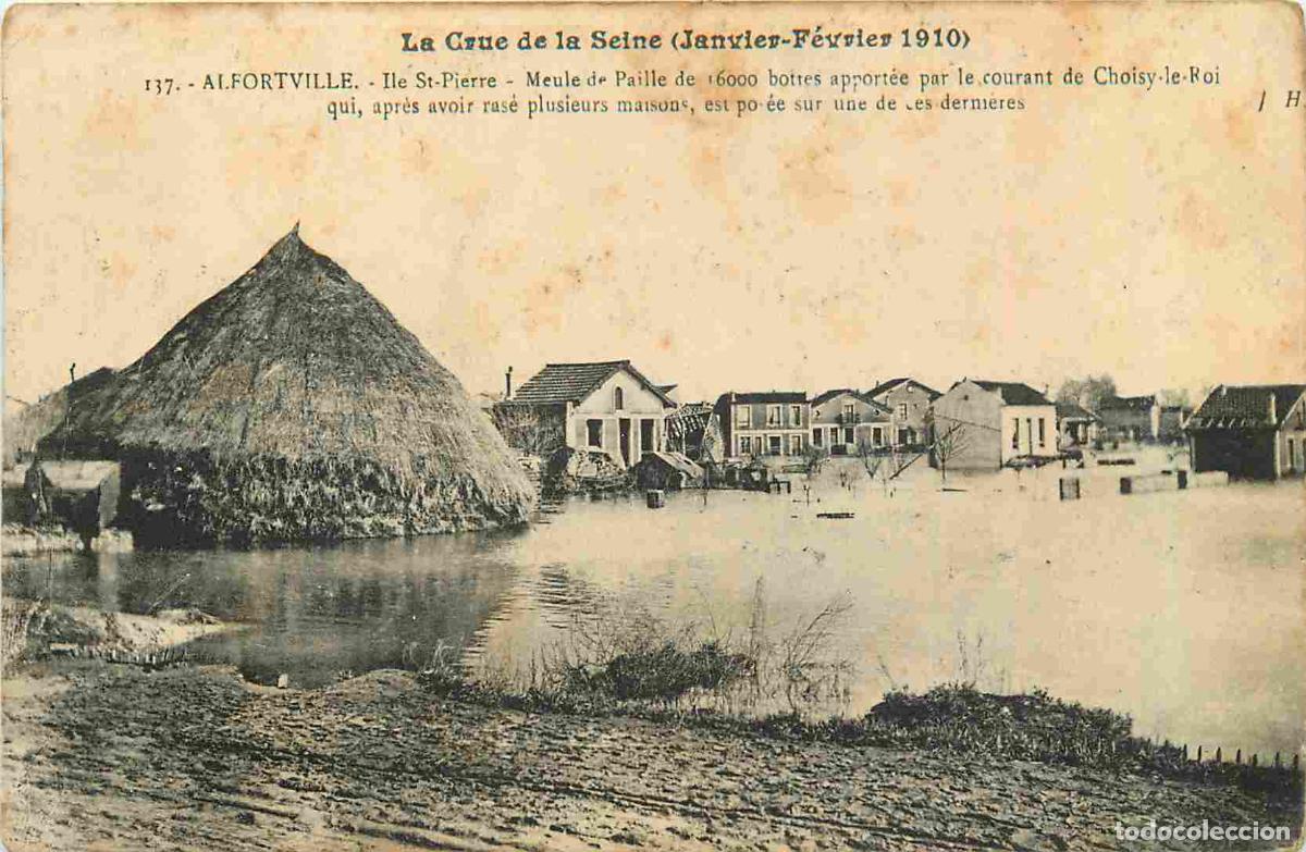 Postcards: France - 94 - Alfortville - La Crue de la Seine Janvier-F&eacute;vrier 1910 - Ile Saint Pierre - Meule de p