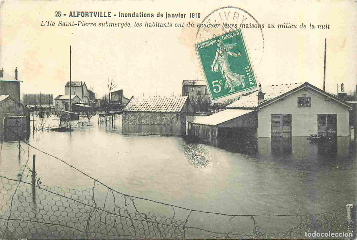Postcards: France - 94 - Alfortville - inondations de Janvier 1910 - Ile Saint Pierre - CPA - Oblit&eacute;ration de 1