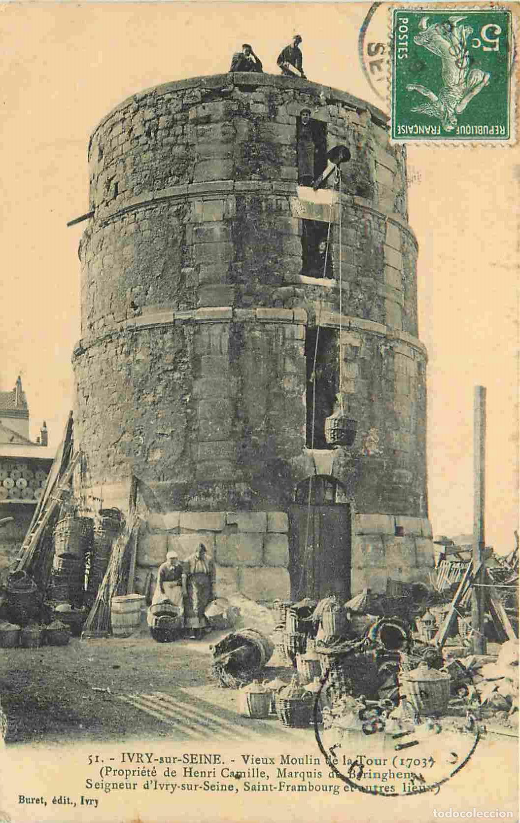 Postales: France - 94 - Ivry sur Seine - Vieux Moulin de la Tour - Anim&eacute;e - CPA - Oblit&eacute;ration de 1908 - Voir