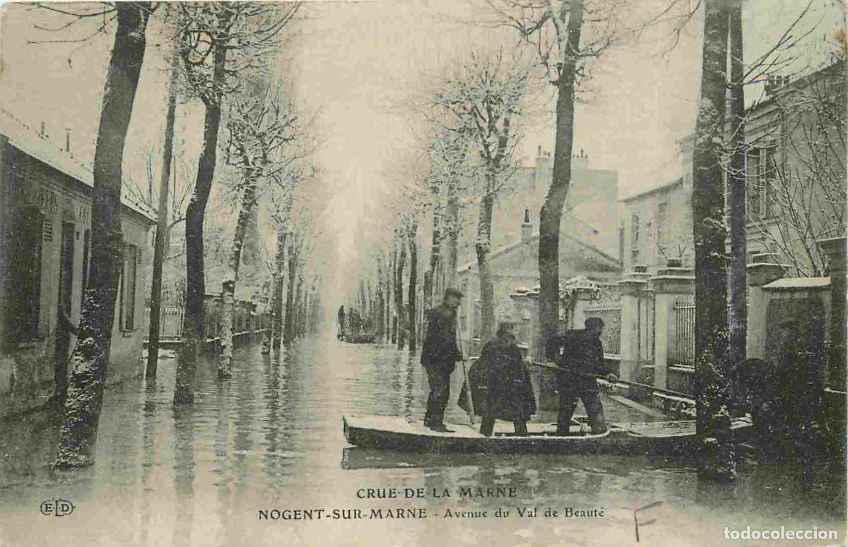 Postais: France - 94 - Nogent sur Marne - Crue de la Marne de janvier 1910 - Avenue du Val de Beaut&eacute; - Anim&eacute;e