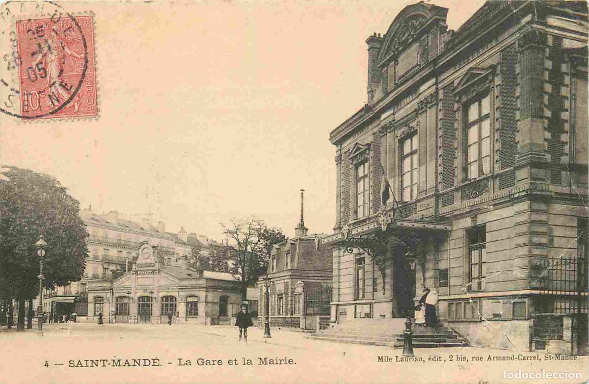 Postais: France - 94 - Saint Mande - La Gare et la Mairie - Anim&eacute;e - CPA - Oblit&eacute;ration de 1905 - Etat gros p