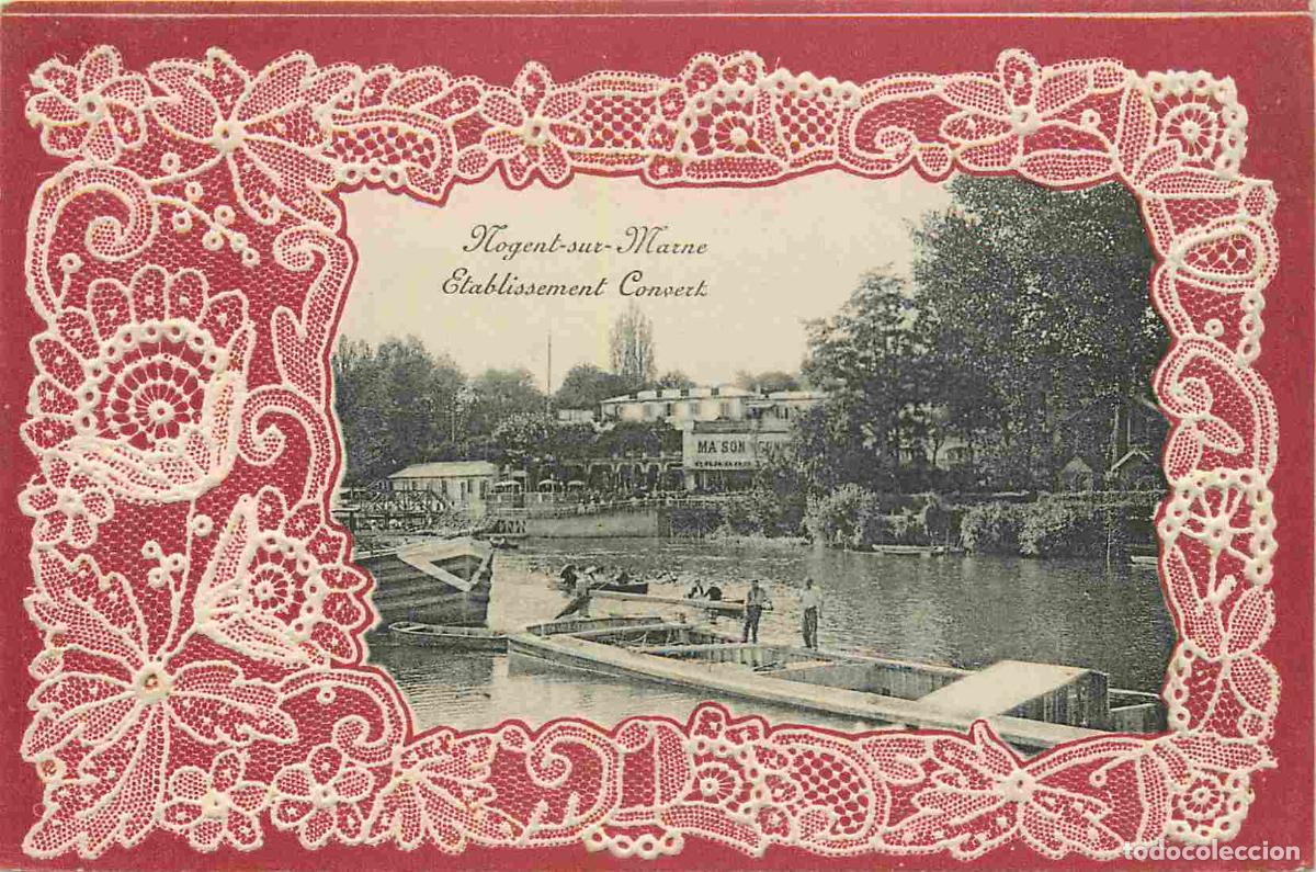 Postais: France - 94 - Nogent sur Marne - Etablissement Convert - Anim&eacute;e - Carte Gaufr&eacute;e et avec tissu dentel