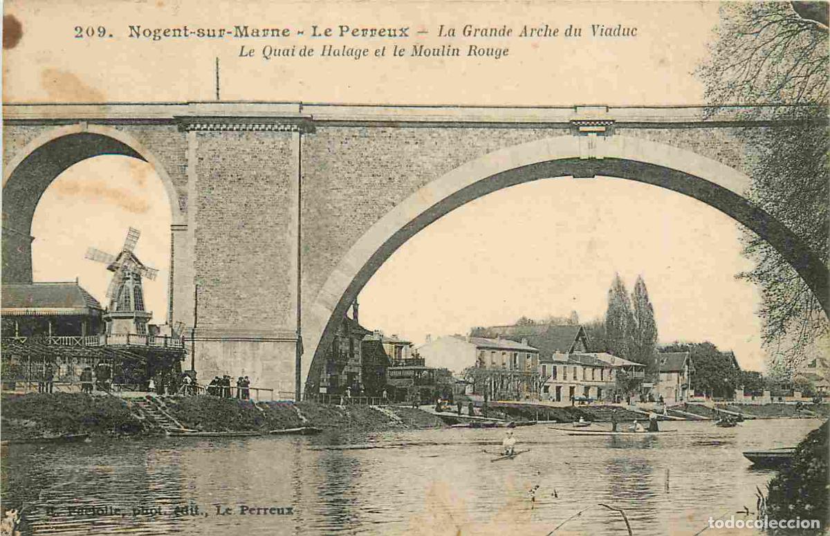 Postais: France - 94 - Nogent sur Marne - Le perreux - La grande arche du Viaduc - Le quai de halage et le mo