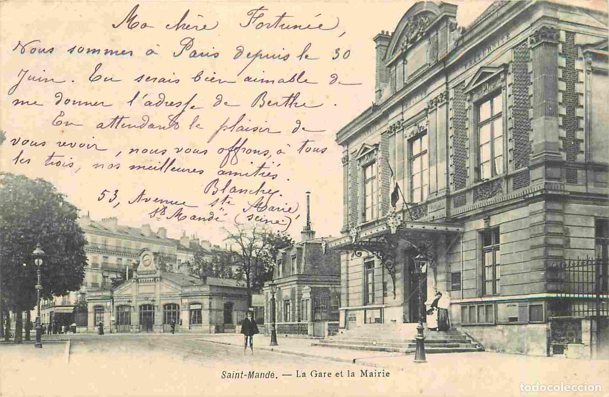 Postais: France - 94 - Saint Mande - La Gare et la Mairie - Anim&eacute;e - Pr&eacute;curseur - CPA - Oblit&eacute;ration de 1903