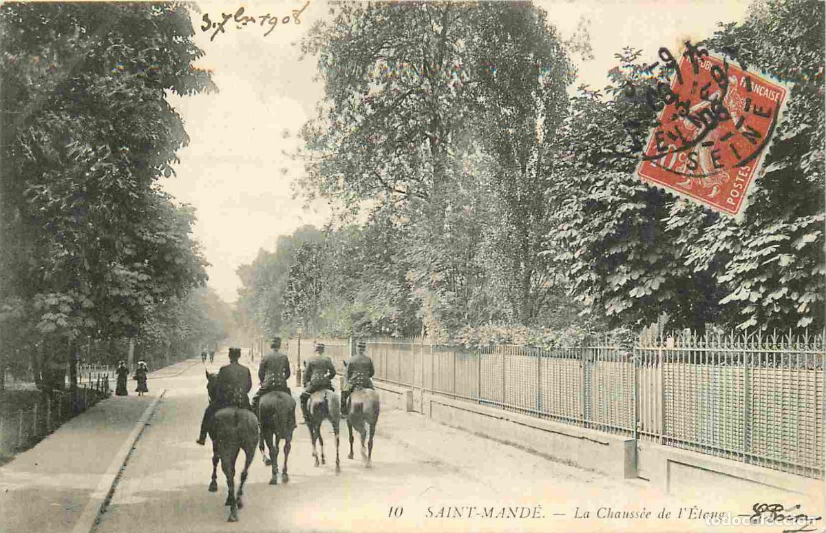 Postais: France - 94 - Saint Mande - La Chauss&eacute;e de l'Etang - Anim&eacute;e - Chevaux - CPA - Oblit&eacute;ration de 1908 -