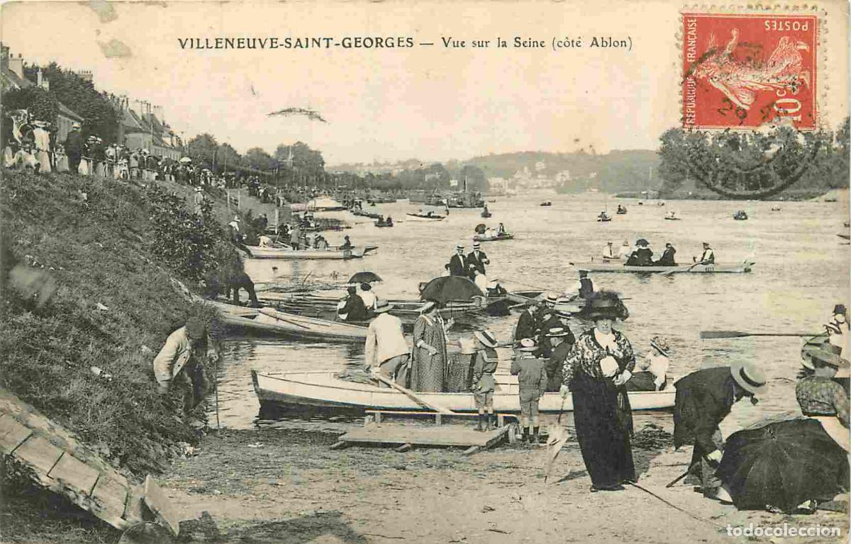 Cartoline: France - 94 - Villeneuve Saint Georges - Vue sur la Seine c&ocirc;t&eacute; Ablon - Anim&eacute;e - CPA - Oblit&eacute;ration -