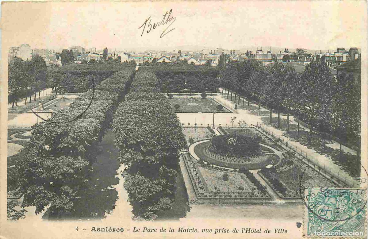 Cartoline: France - 92 - Asnieres sur Seine - Le Parc de la Mairie - vue prise de l'H&ocirc;tel de Ville - CPA - Obli