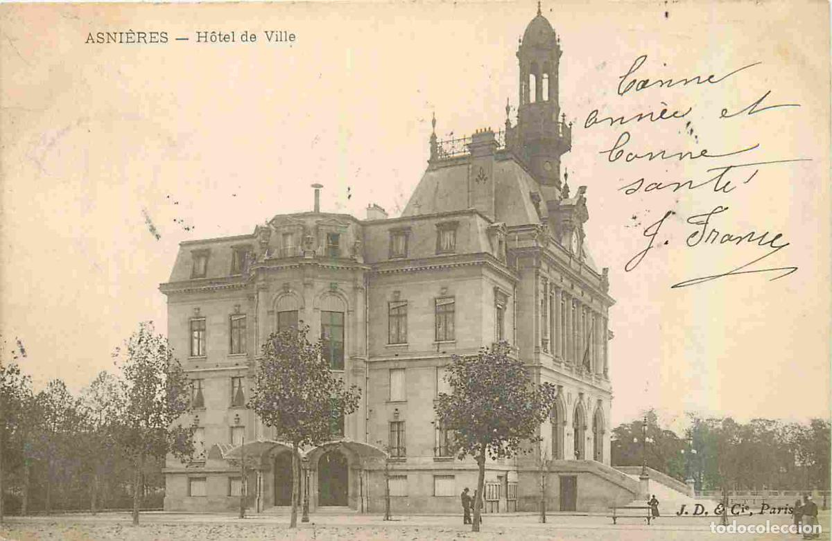 Cartoline: France - 92 - Asnieres sur Seine - Hotel de Ville - Anim&eacute;e - Pr&eacute;curseur - CPA - Oblit&eacute;ration de 1904
