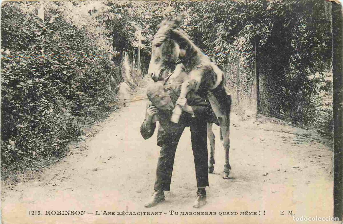 Postales: France - 92 - Robinson - L'Ane r&eacute;calcitrant - Anim&eacute;e - CPA - Oblit&eacute;ration de 1922 - Voir Scans Recto